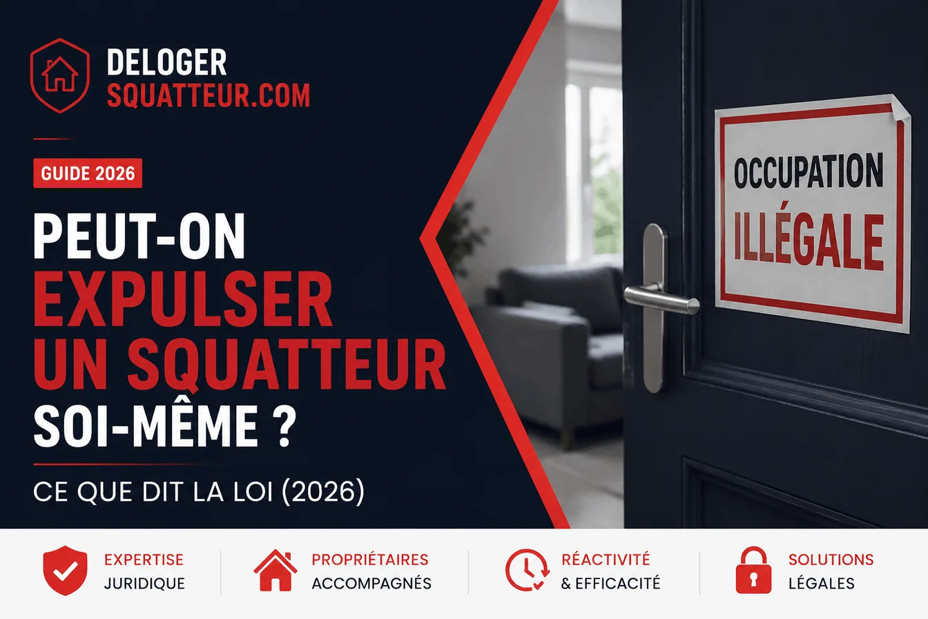 Peut-on expulser un squatteur soi-même ? Porte d'un logement marqué « occupation illégale »